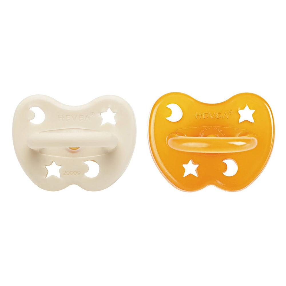 Milky White & Natural Round Pacifier 2 Pack (3-36 Months) Hevea Hevea Lil Tulips