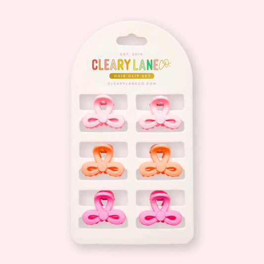 Mini Bow Hair Clip Set | Pink & Orange Cleary Lane Lil Tulips