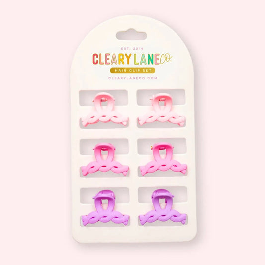 Mini Braided Hair Clip Set | Pink & Purple Cleary Lane Lil Tulips