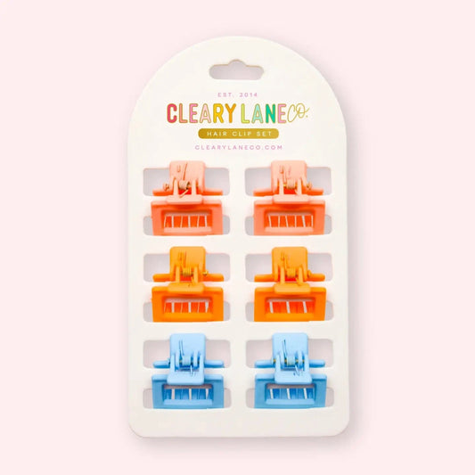 Mini Hair Clip Set | Orange & Blue Cleary Lane Lil Tulips