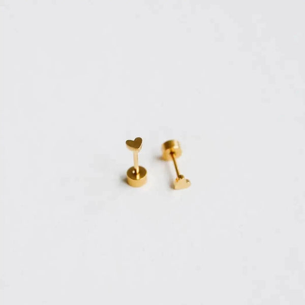 Mini Heart Flat Back Earrings Pip Pop Post Lil Tulips