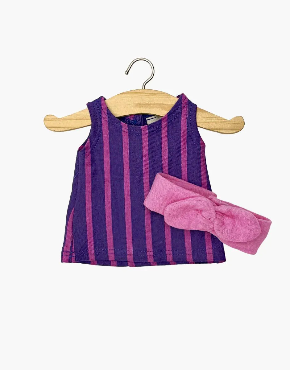 Mini Panchas Clothing  –   Candy Pink/Purple Stripes Sleeveless Dress Minikane Lil Tulips