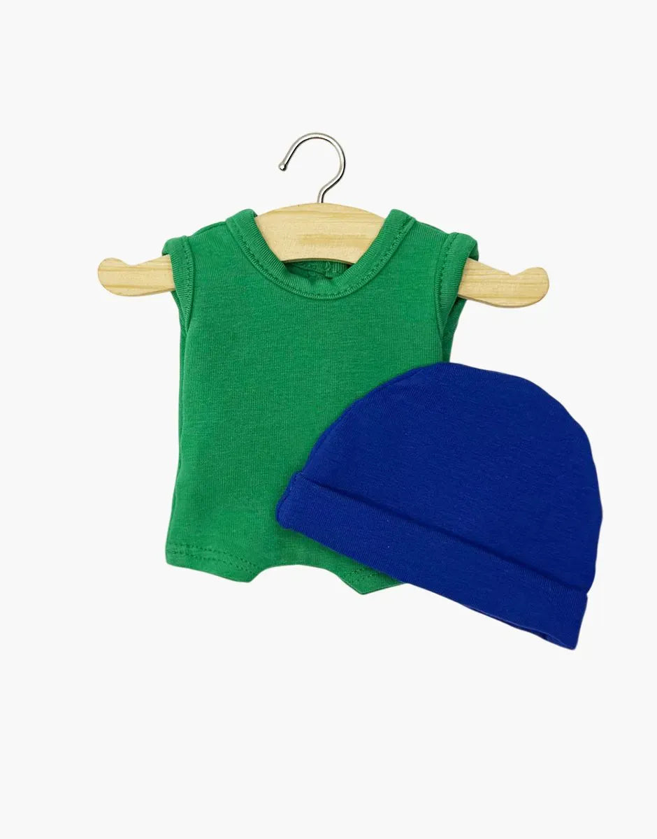 Mini Panchas Clothing  – Green Marcel Bodysuit Set Minikane Lil Tulips