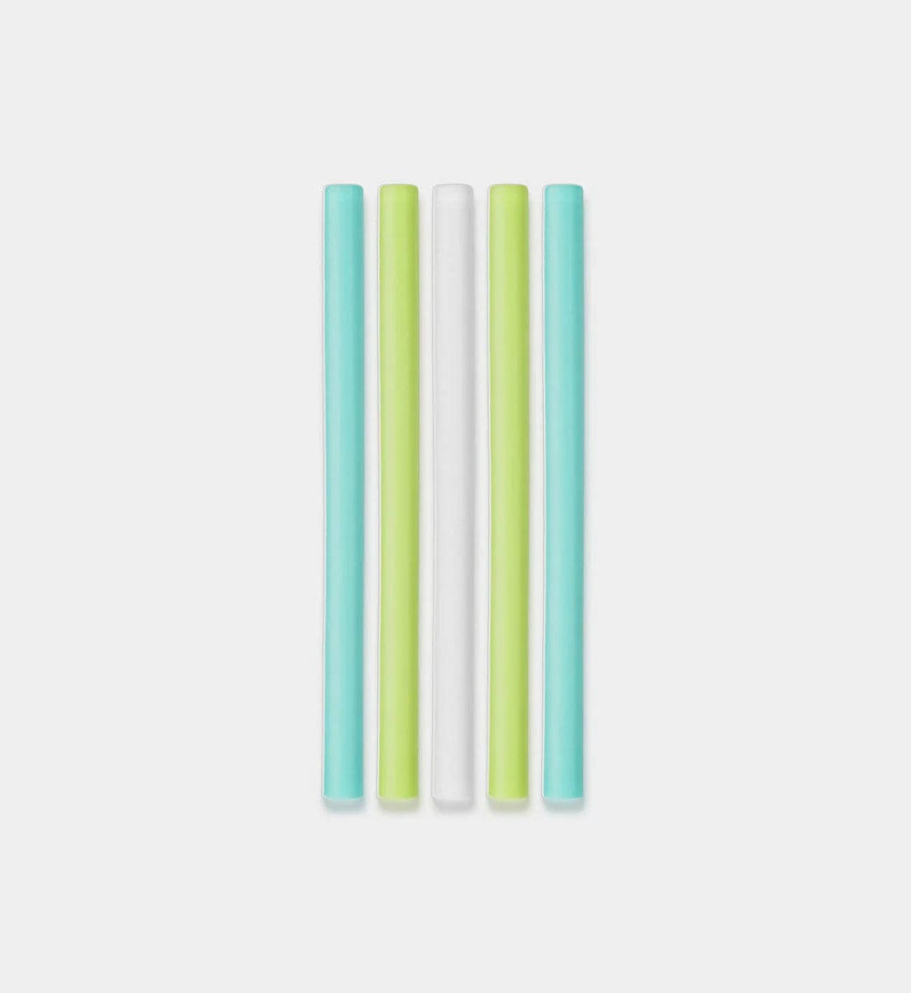 Mini Reusable Silicone Straw - Green/White/Frost (5pk) Silikids Silikids Lil Tulips