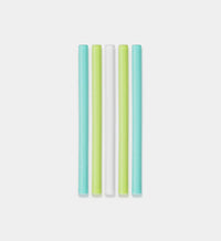 Mini Reusable Silicone Straw - Green/White/Frost (5pk) Silikids Silikids Lil Tulips