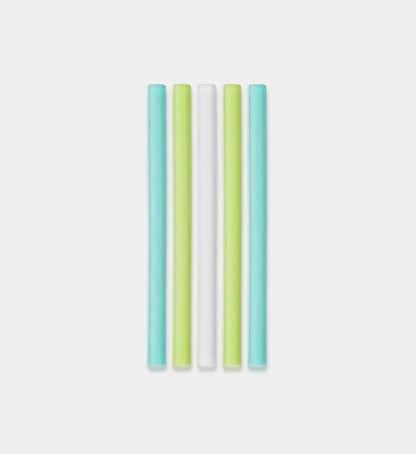 Mini Reusable Silicone Straw - Green/White/Frost (5pk) Silikids Silikids Lil Tulips