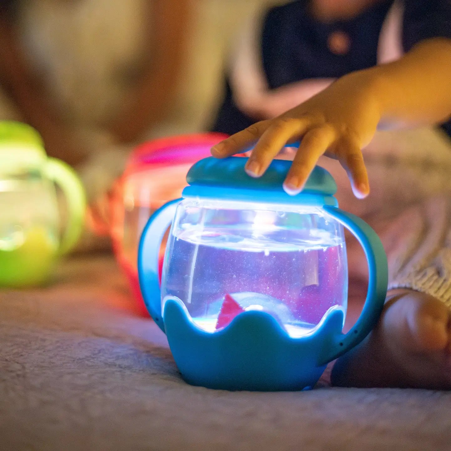 Mini Sensory Jar and Silicone Fun Filler Bundle - Blue Glo Pals Lil Tulips