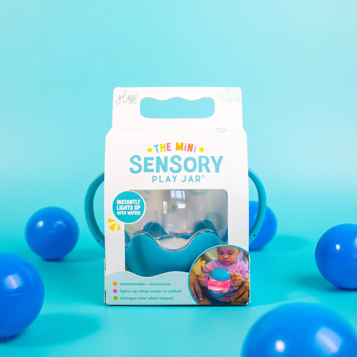 Mini Sensory Jar and Silicone Fun Filler Bundle - Blue Glo Pals Lil Tulips