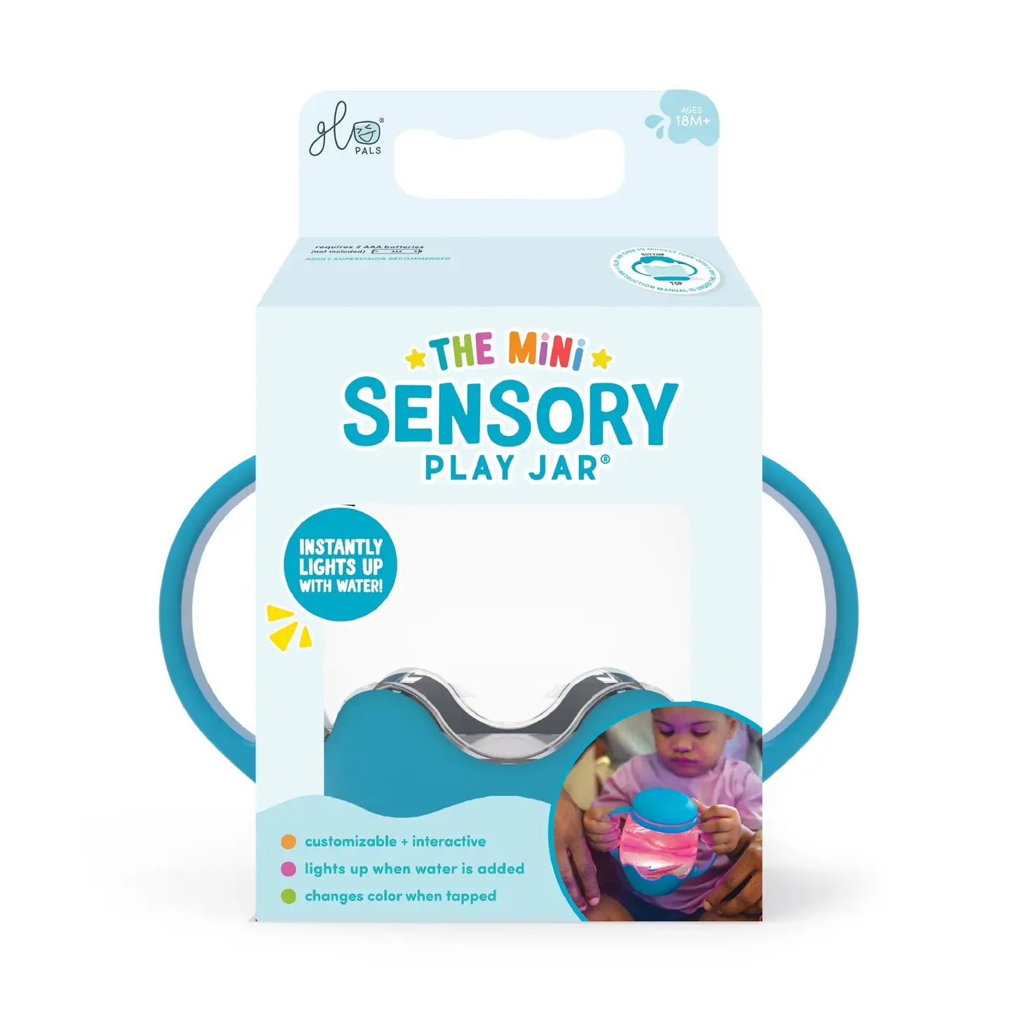 Mini Sensory Jar and Silicone Fun Filler Bundle - Blue Glo Pals Lil Tulips