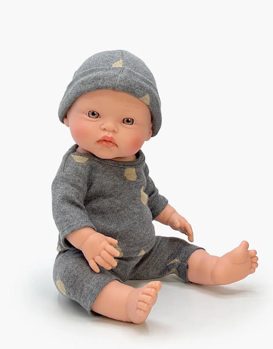 Octave and his gray Drops long sleeve top / leggings set with hat