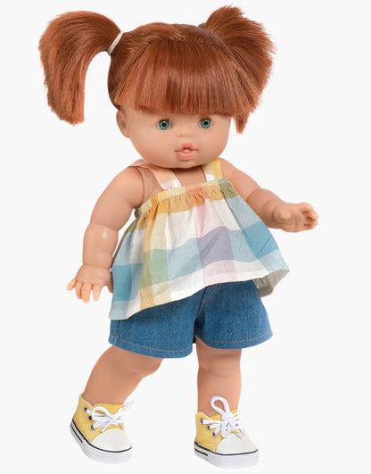 Doll Clothing – Mila pastel tartan check top and denim shorts set