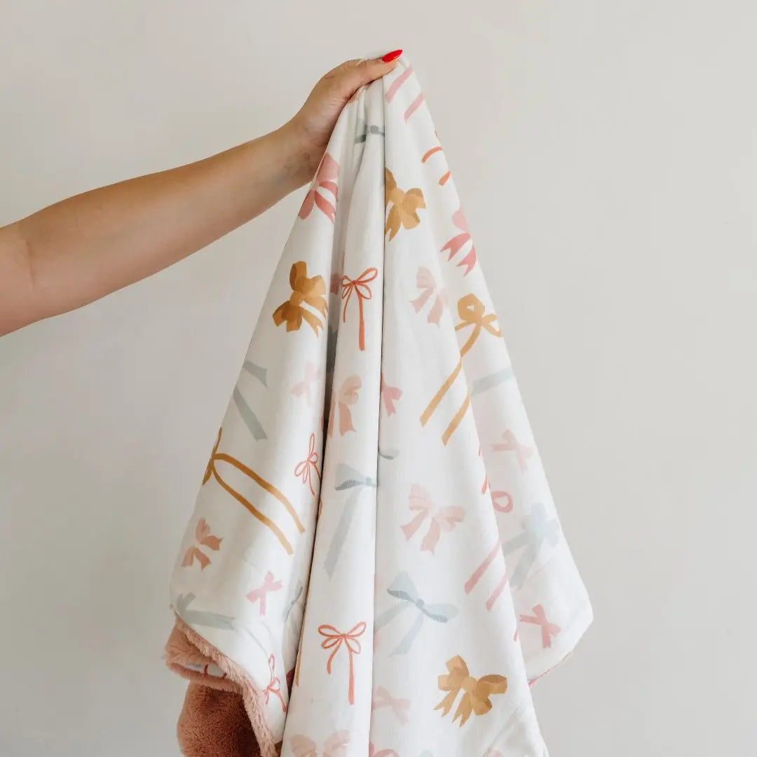 Minky/Lush Mini Blanket - Bows Saranoni Lil Tulips
