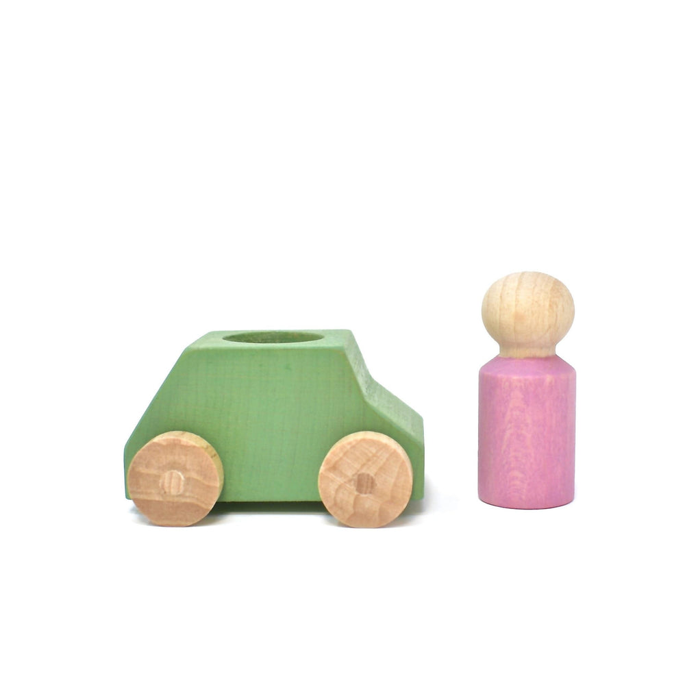 Mint Green Wooden Car With Pink Figure Lubulona Final Sale Lil Tulips
