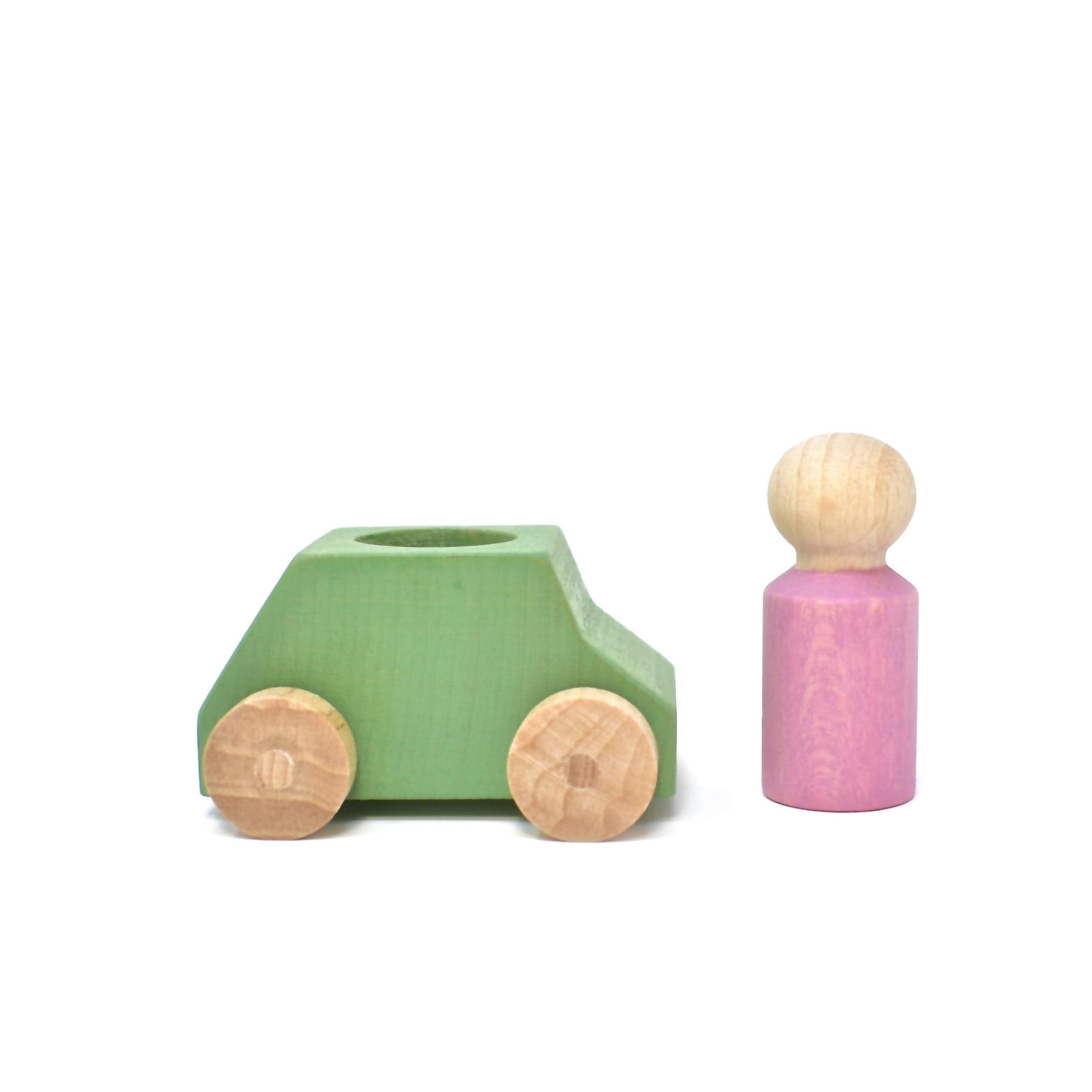 Mint Green Wooden Car With Pink Figure Lubulona Final Sale Lil Tulips