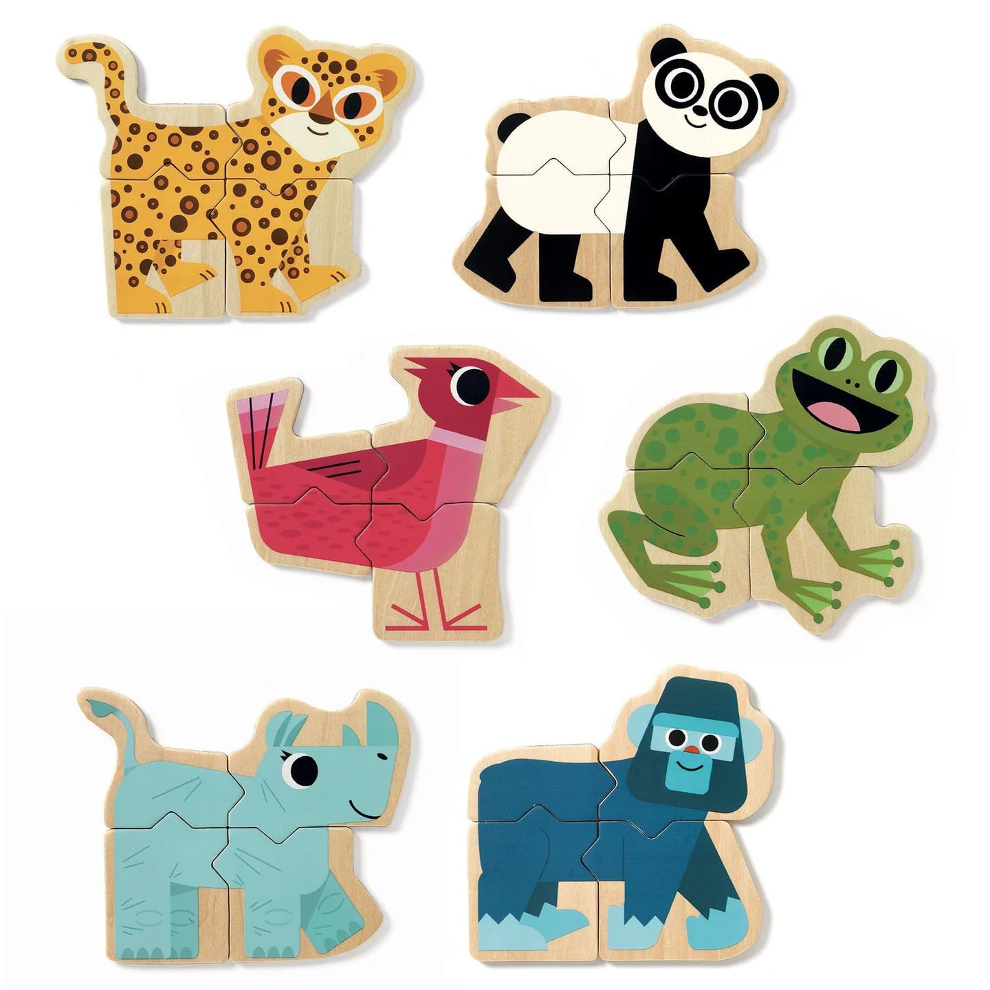 Mixanimo Mix & Match Wooden Animal Magnets Djeco Lil Tulips