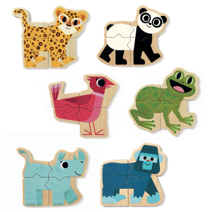 Mixanimo Mix & Match Wooden Animal Magnets Djeco Lil Tulips