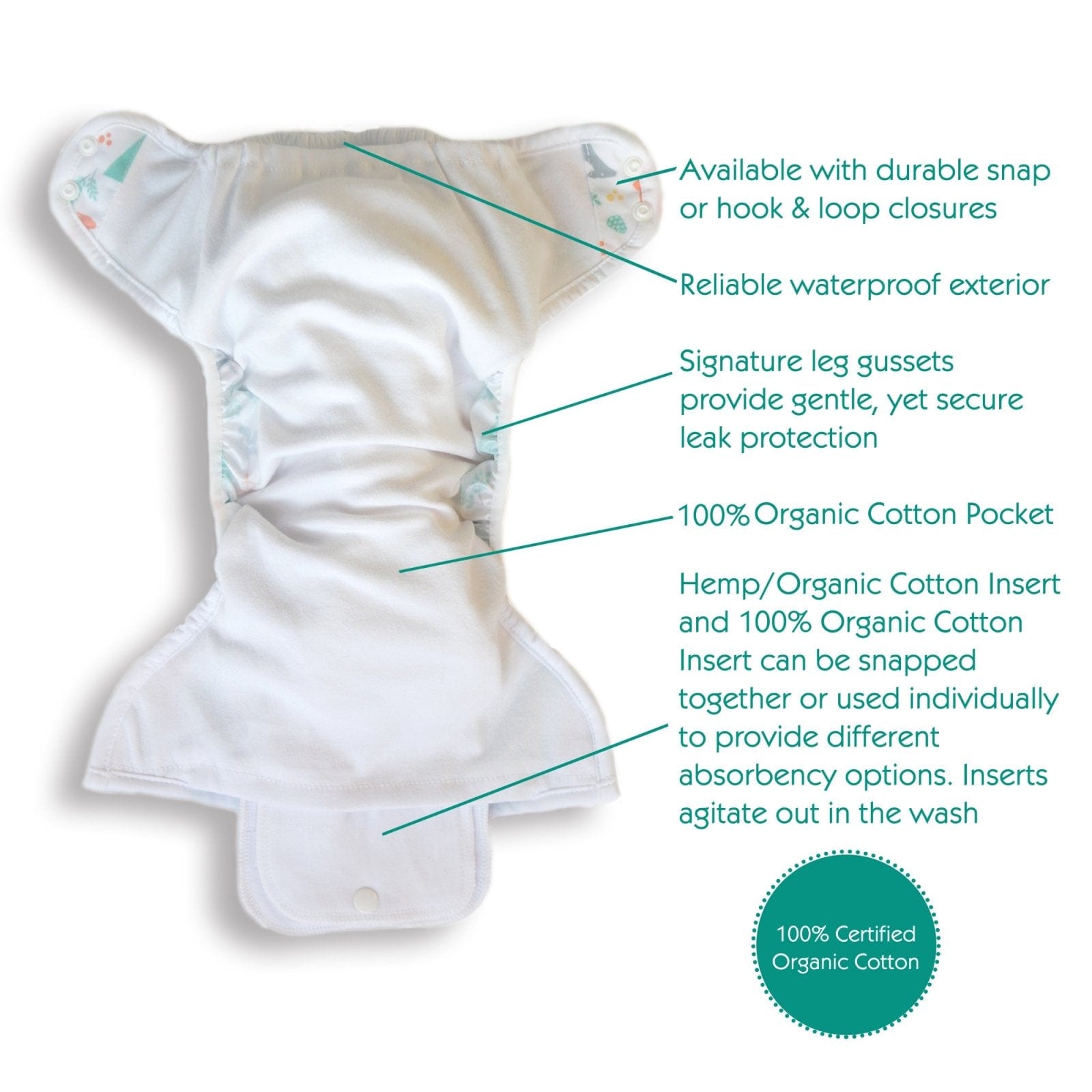 Mountain Twilight Natural One Size Pocket Diaper Thirsties Thirsties, Pocket Lil Tulips