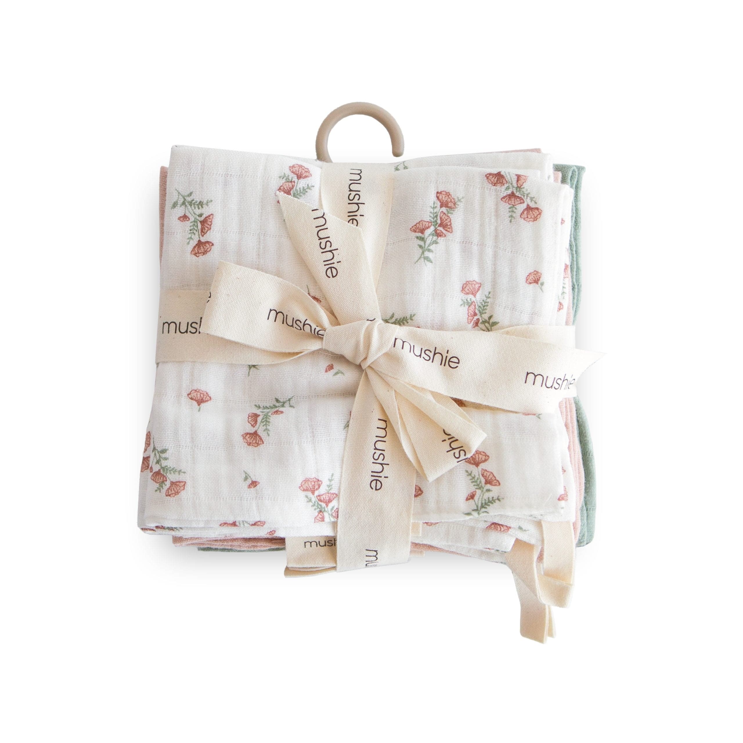 Muslin Cotton Washcloth 5-Pack (Pink Flowers Combo) Mushie Lil Tulips