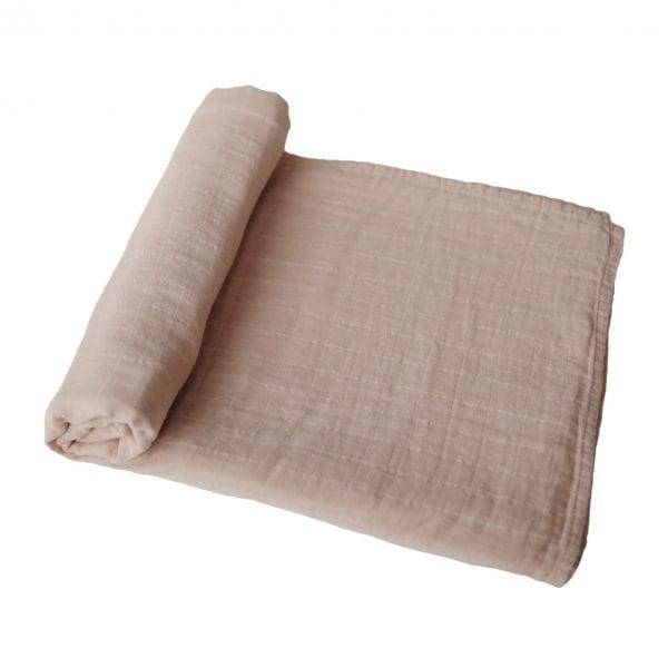 Muslin Swaddle Blanket Organic Cotton (Pale Taupe) Mushie Lil Tulips