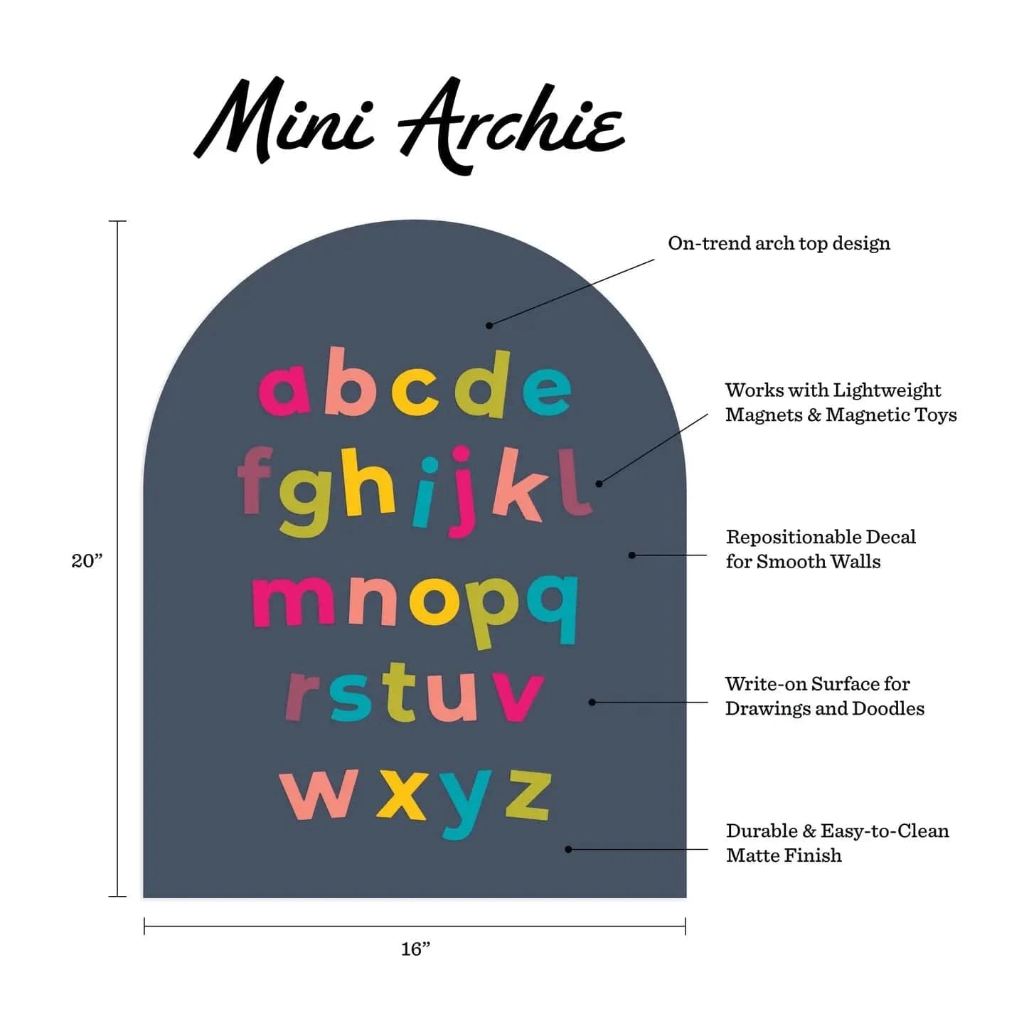 Navy Magnetic Arch Wall Decal - MINI The Type Set Co. Lil Tulips