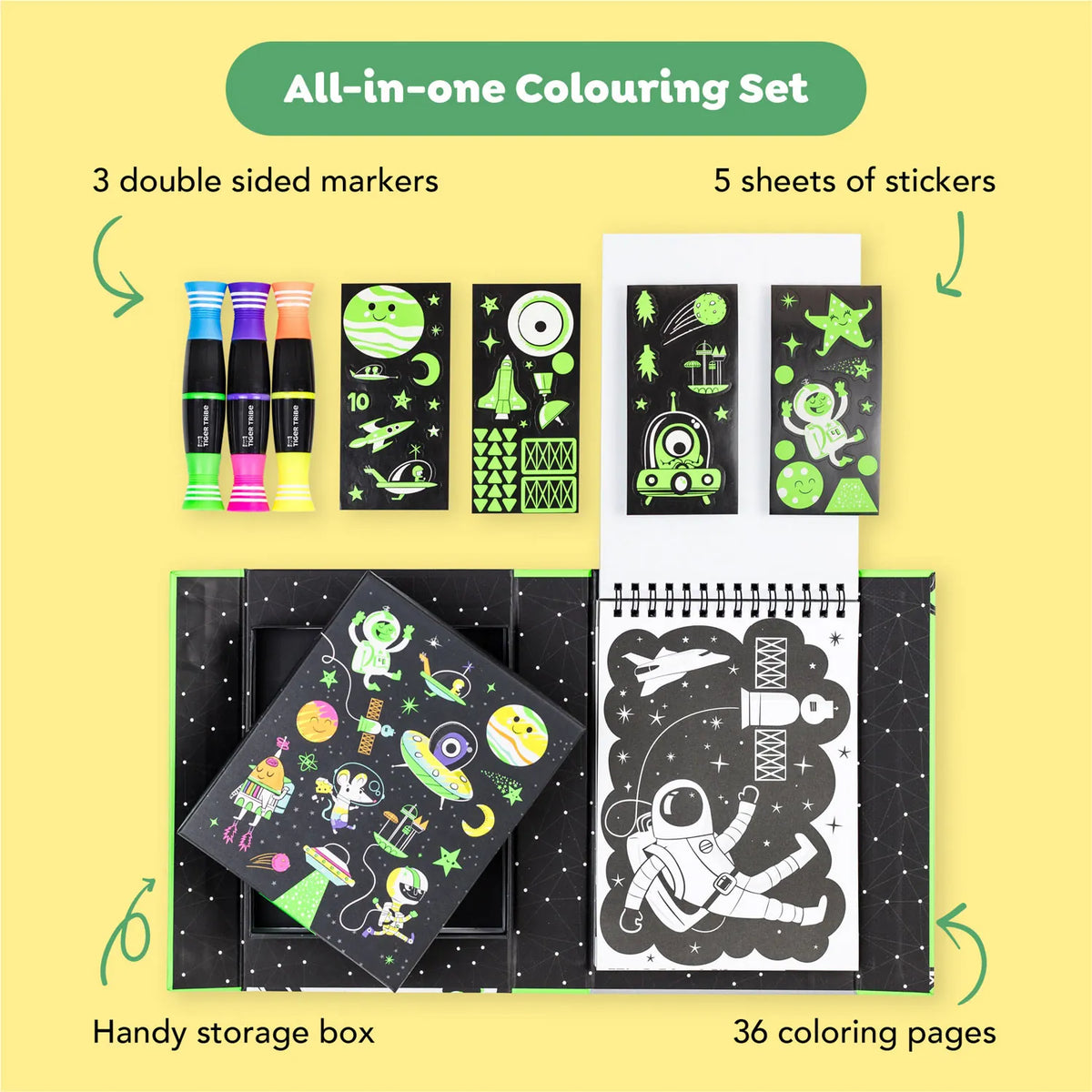 Neon Coloring Set - Outer Space Tiger Tribe Lil Tulips