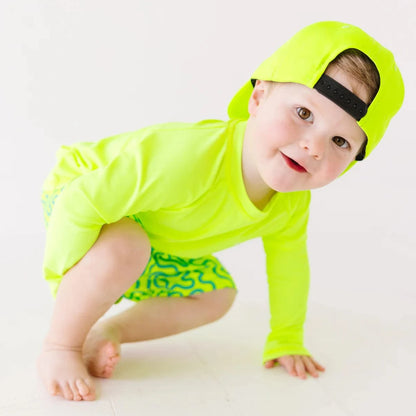 Neon Yellow Squiggles Swim Trunks Brave Little Ones Lil Tulips