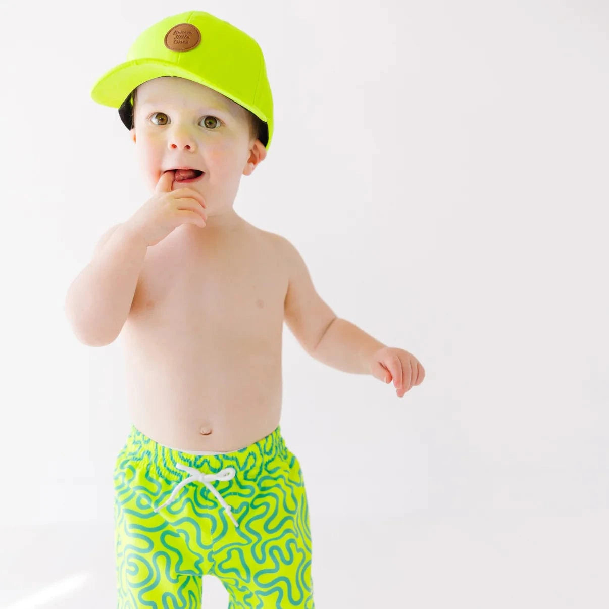 Neon Yellow Squiggles Swim Trunks Brave Little Ones Lil Tulips