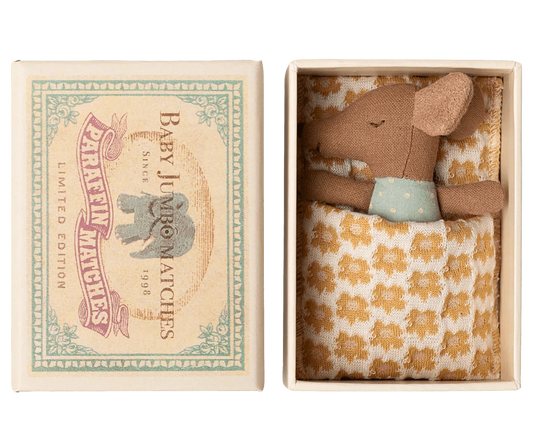 NEW Sleepy Wakey Baby Mouse in Matchbox - Blue Maileg Lil Tulips