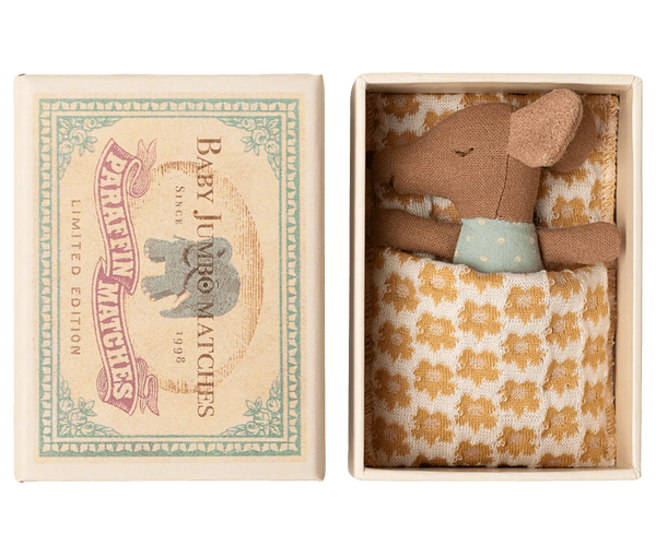 NEW Sleepy Wakey Baby Mouse in Matchbox - Blue Maileg Lil Tulips