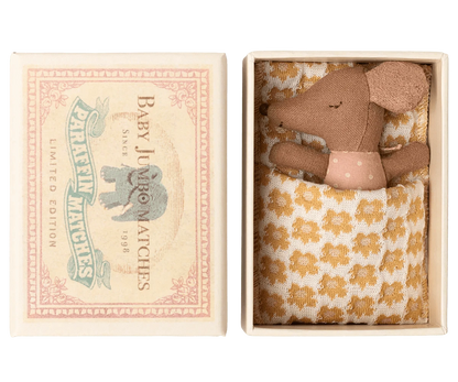 NEW Sleepy Wakey Baby Mouse in Matchbox - Rose Maileg Lil Tulips