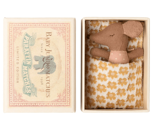 NEW Sleepy Wakey Baby Mouse in Matchbox - Rose Maileg Lil Tulips