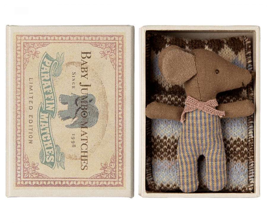 NEW Sleepy/Wakey Baby Mouse in Matchbox - Rose Maileg Lil Tulips