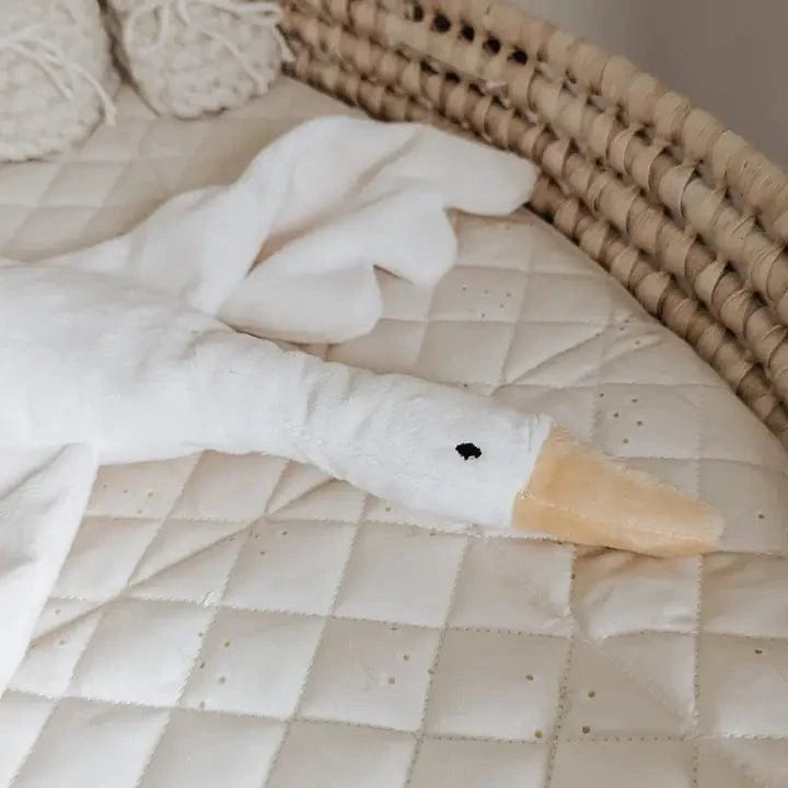 Odile Goose Security Blanket - White Veille Sur Toi Lil Tulips