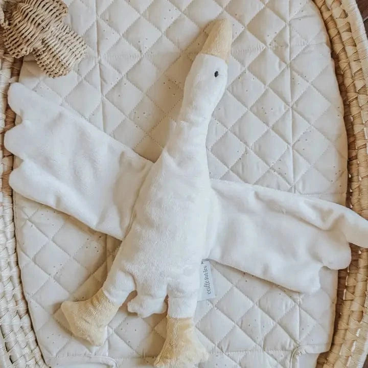 Odile Goose Security Blanket - White Veille Sur Toi Lil Tulips