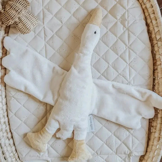 Odile Goose Security Blanket - White Veille Sur Toi Lil Tulips