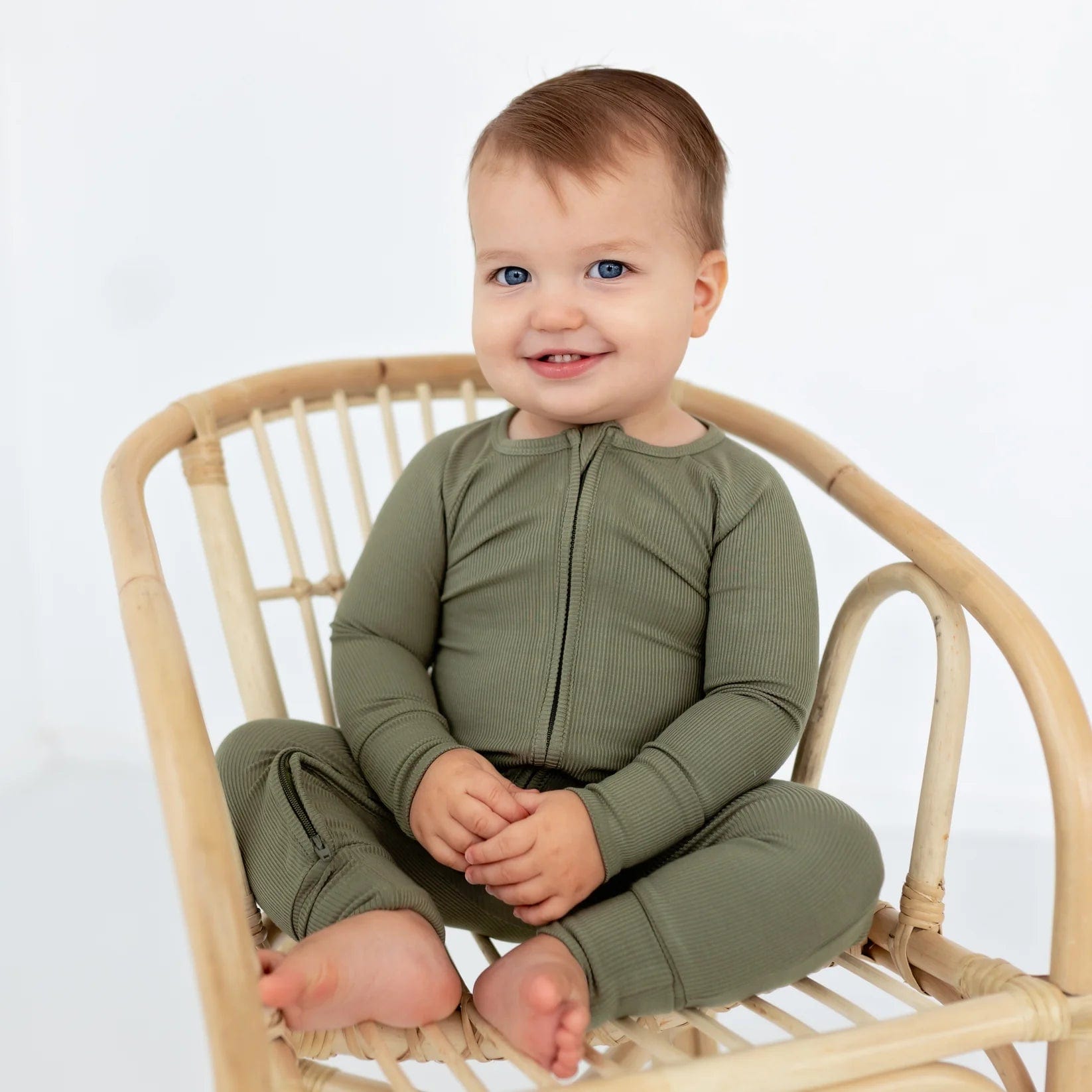Olive Small Ribbed Zip Romper - RELEASING Oct. 25th Brave Little Ones Lil Tulips
