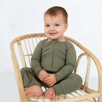 Olive Small Ribbed Zip Romper - RELEASING Oct. 25th Brave Little Ones Lil Tulips