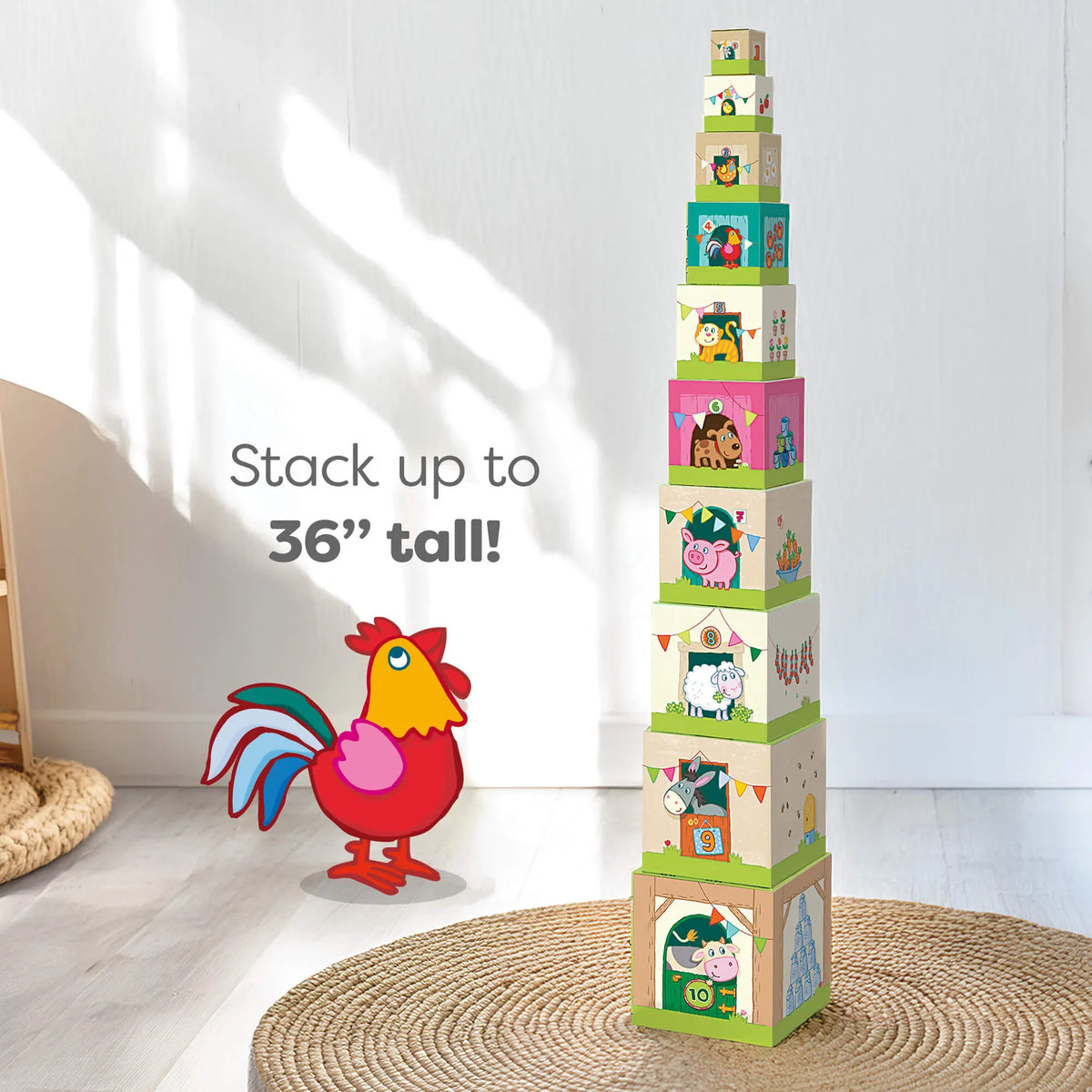On the Farm Cardboard Stacking & Nesting Cubes haba Lil Tulips