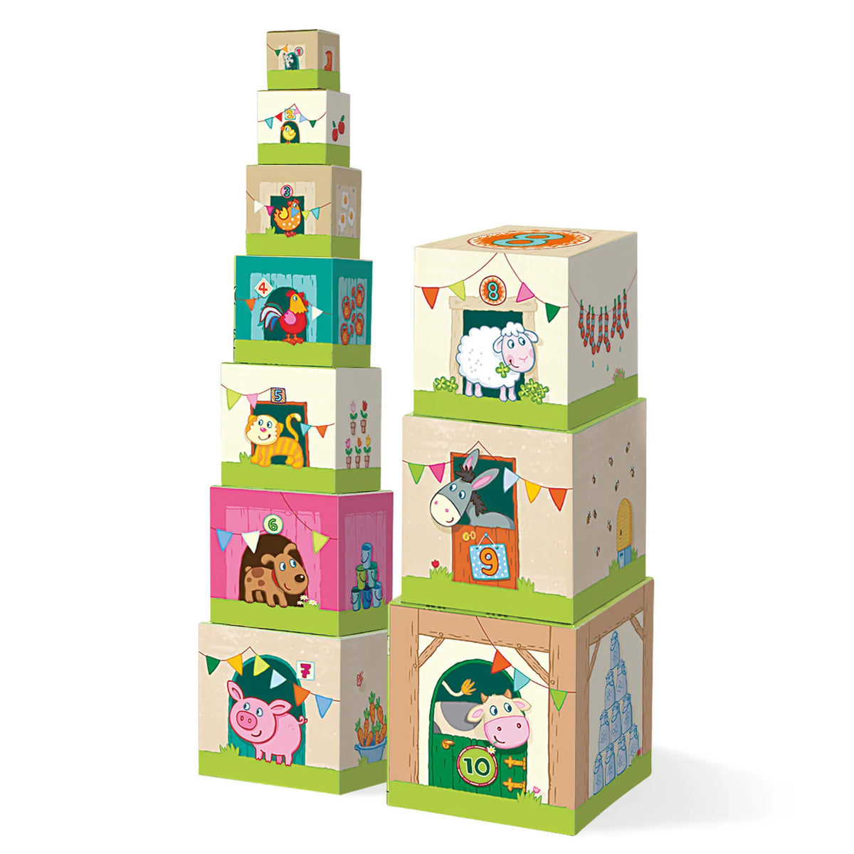 On the Farm Cardboard Stacking & Nesting Cubes haba Lil Tulips