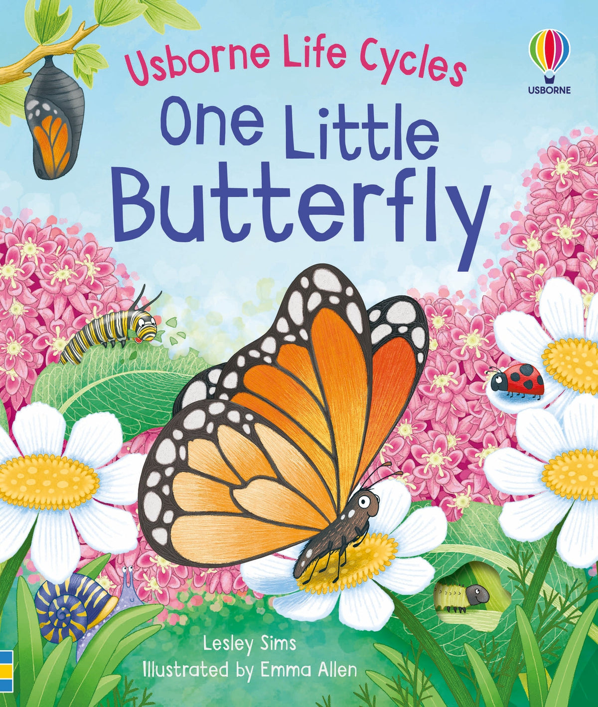 One Little Butterfly by Lesley Sims — Usborne board book cover with a monarch butterfly and flowers