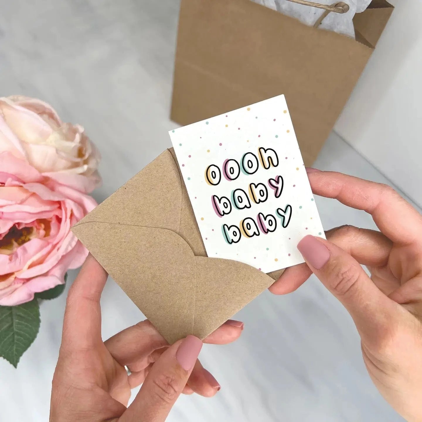 Oooh Baby Baby - Baby Shower Gift Enclosure Card Lemon Doodle Lil Tulips