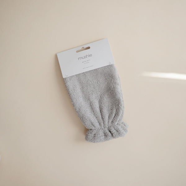 Organic Cotton Bath Mitt 2-Pack (Gray) Mushie Lil Tulips