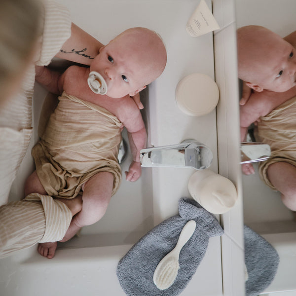 Organic Cotton Bath Mitt 2-Pack (Gray) Mushie Lil Tulips