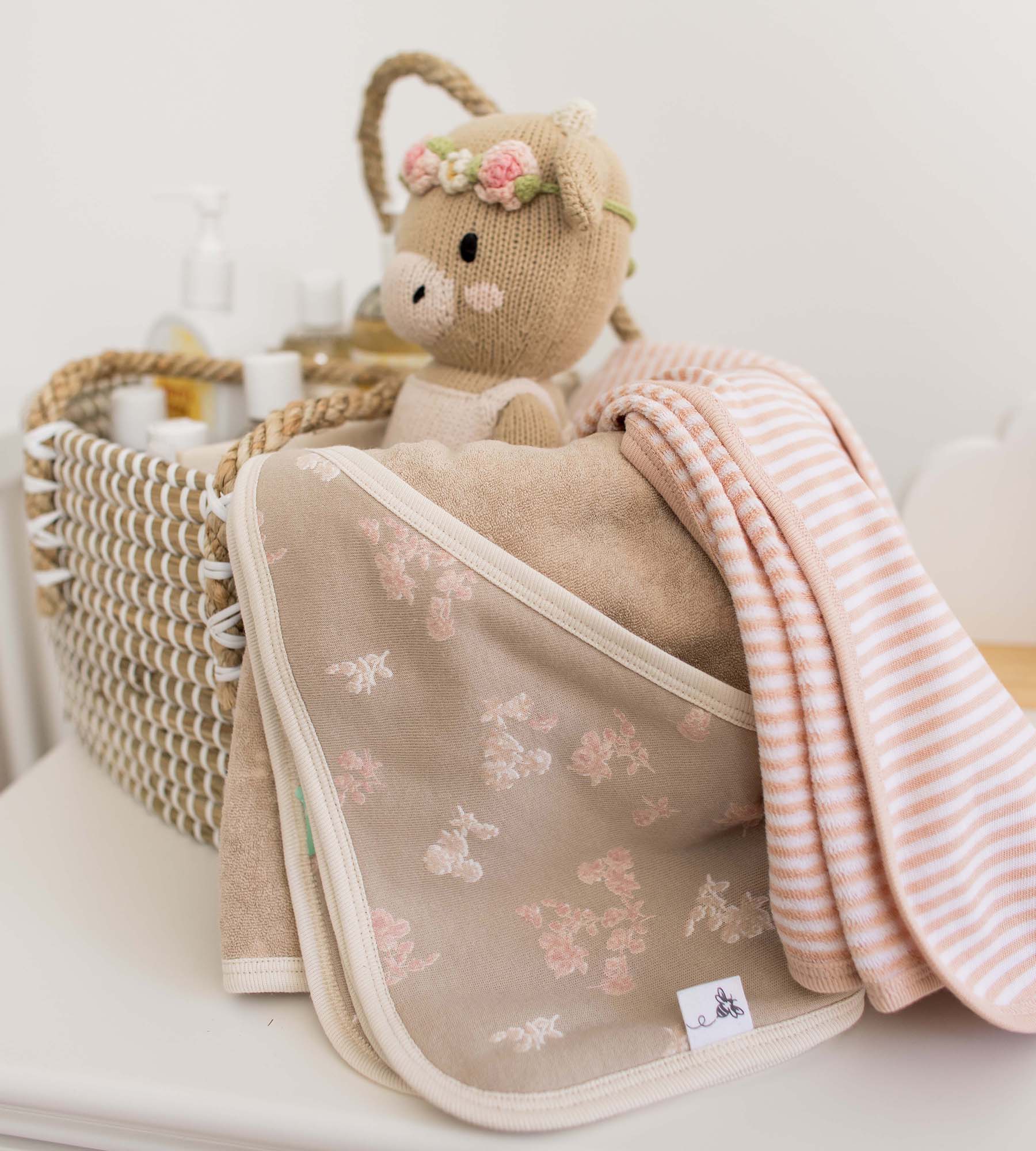 Organic Cotton Knit Terry Hooded Towels - 2 Pack - Whimsical Floral Burt's Bees Baby Lil Tulips