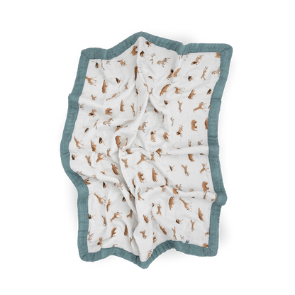 Organic Cotton Muslin Baby Quilt - Animal Crackers Little Unicorn Lil Tulips