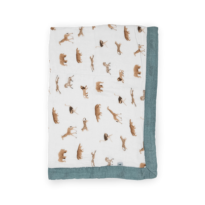 Organic Cotton Muslin Baby Quilt - Animal Crackers Little Unicorn Lil Tulips