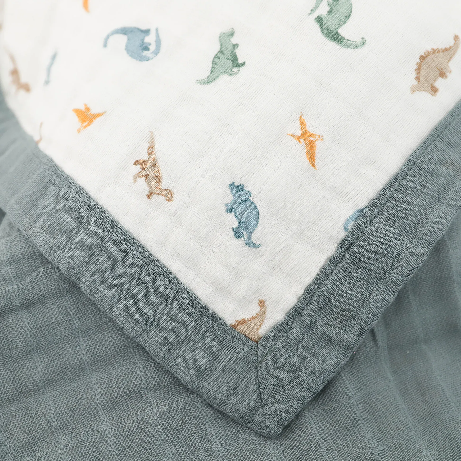Organic Cotton Muslin Baby Quilt - Little Dino Little Unicorn Lil Tulips