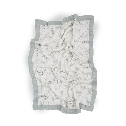 Organic Cotton Muslin Baby Quilt - Pencil Floral Little Unicorn Lil Tulips