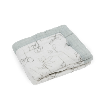 Organic Cotton Muslin Baby Quilt - Pencil Floral Little Unicorn Lil Tulips