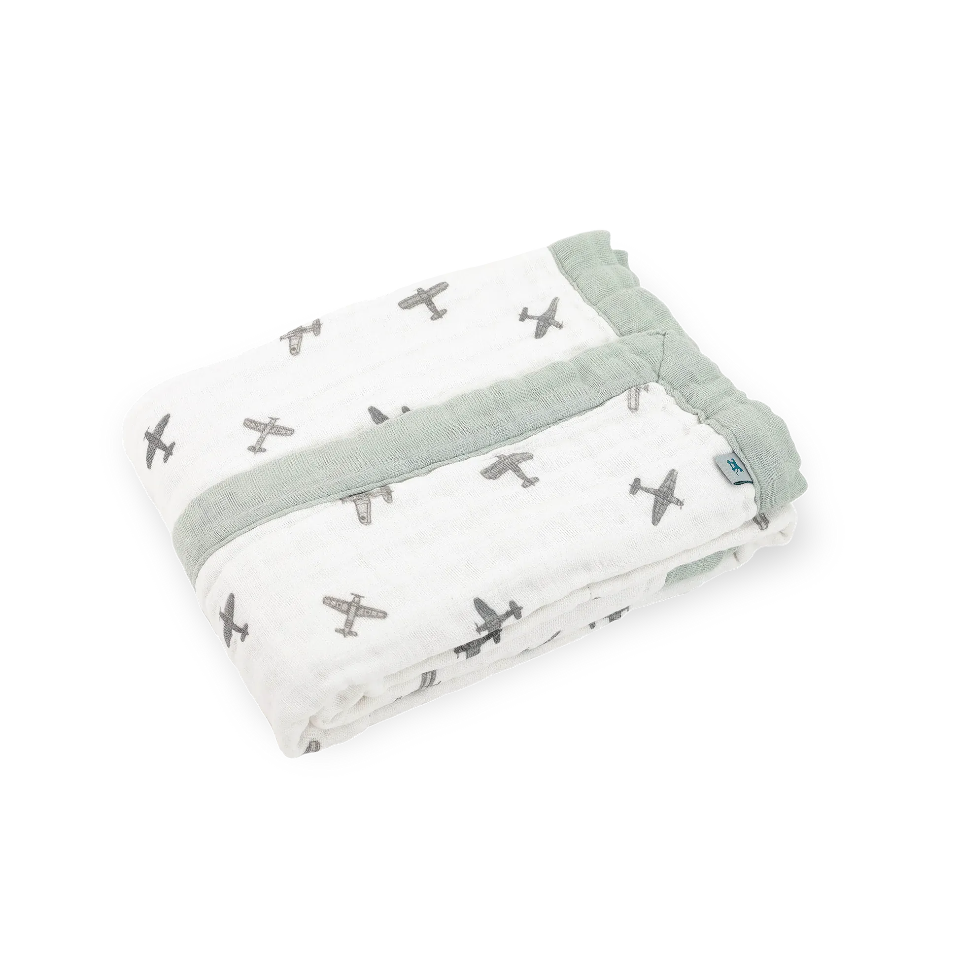 Organic Cotton Muslin Baby Quilt - Pewter Planes Little Unicorn Lil Tulips